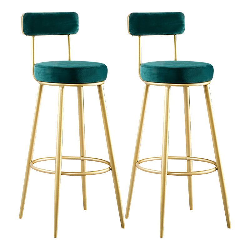 Scandinavian Round Low Back Barstools Upholstered Bar Stools Blackish Green 2 Piece Set Clearhalo 'Bar Furniture' 'Bar Stools' 'bar_stools' 'furn' 'furn_bar_stools' 'Furniture' 'furniture_bar_stools' 'Kitchen & Dining Furniture' 4744749
