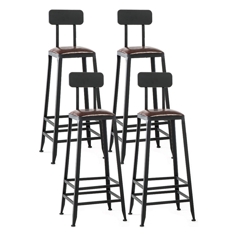 Industrial Footrest Armless Barstool Leather Stackable Coffee Shop Stool With Back 4 Piece Set Bar Stool(31"H) Clearhalo 'Bar Furniture' 'Bar Stools' 'bar_stools' 'furn' 'furn_bar_stools' 'Furniture' 'furniture_bar_stools' 'Kitchen & Dining Furniture' 4744792