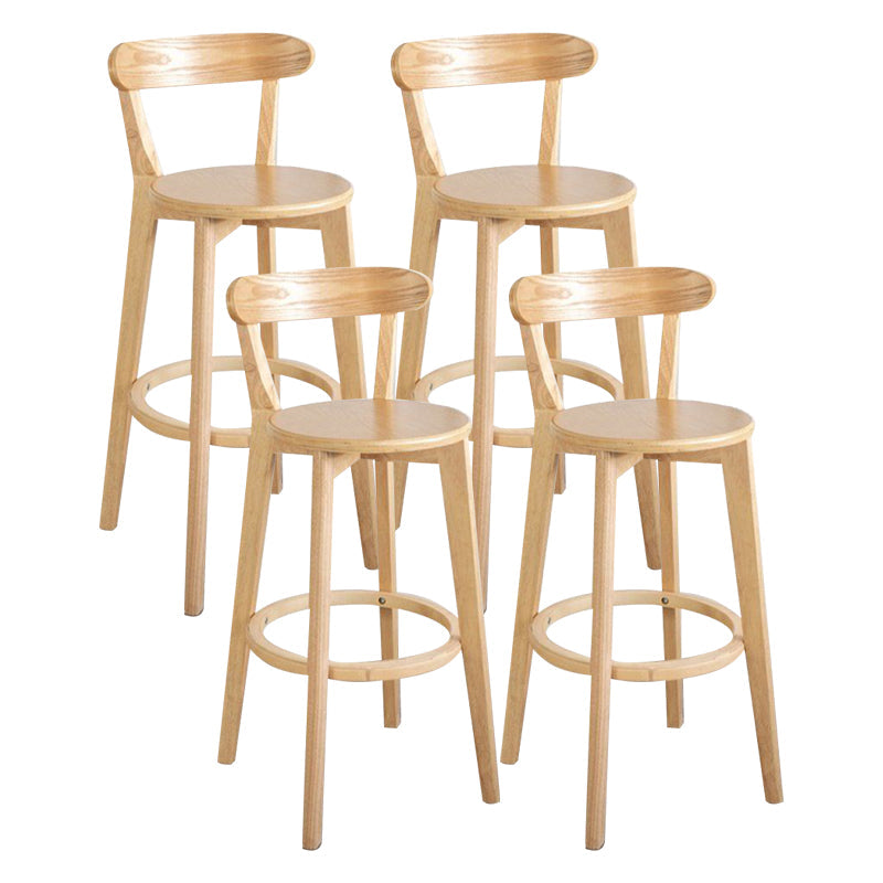Scandinavian Rubberwood Milk Tea Shop Stool Matte Finish Upholstered Footrest Barstool Wood 4 Piece Set Clearhalo 'Bar Furniture' 'Bar Stools' 'bar_stools' 'furn' 'furn_bar_stools' 'Furniture' 'furniture_bar_stools' 'Kitchen & Dining Furniture' 4745048