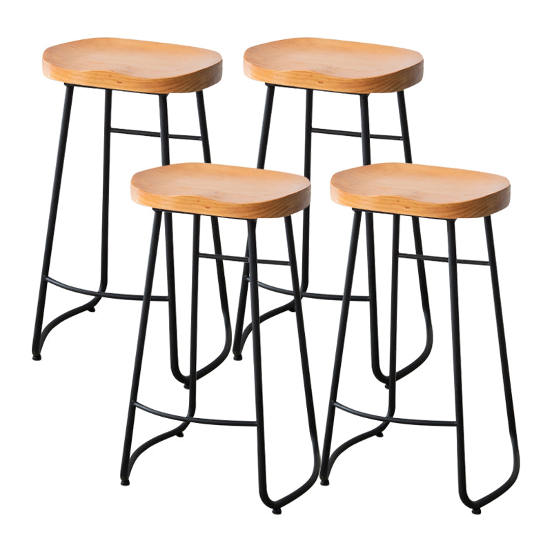 Modern Style Backless Bar-stool Saddle Seat Bar Stool with Metal Legs Wood 4 Piece Set Clearhalo 'Bar Furniture' 'Bar Stools' 'bar_stools' 'furn' 'furn_bar_stools' 'Furniture' 'furniture_bar_stools' 'Kitchen & Dining Furniture' 4745116