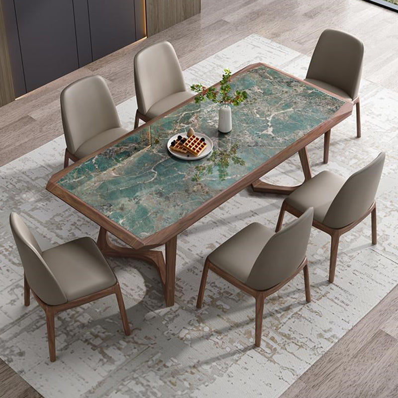 Designer Style 1/4/5/7 Pieces Dining Set Sintered Stone Dining Table with Leather Chairs 7 Pieces: Green Table, 6 Chairs Clearhalo 'Dining Room Sets' 'Dining Tables & Seating' 'dining_room_set' 'furn' 'furn_dining_room_set' 'Furniture' 'furniture_dining_room_set' 'Kitchen & Dining Furniture' 4745231
