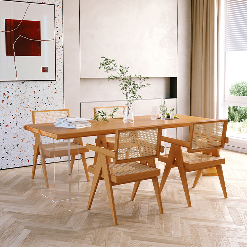 Modern 1/5 Pieces Dining Set Rectangle Pine Wood Dining Table for Kitchen 5 Pieces: Table, 4 Chairs Clearhalo 'Dining Room Sets' 'Dining Tables & Seating' 'dining_room_set' 'furn' 'furn_dining_room_set' 'Furniture' 'furniture_dining_room_set' 'Kitchen & Dining Furniture' 4745302