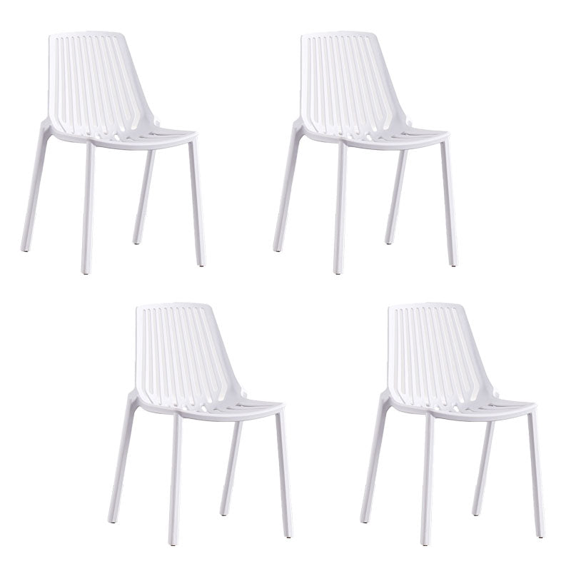 Modern Chairs Dining Stackable Armless Chairs with Plastic Legs for Kitchen White 4 Piece Set Clearhalo 'Dining Chairs' 'Dining Tables & Seating' 'dining_chair' 'furn' 'furn_dining_chair' 'Furniture' 'furniture_dining_chair' 'Kitchen & Dining Furniture' 4746091