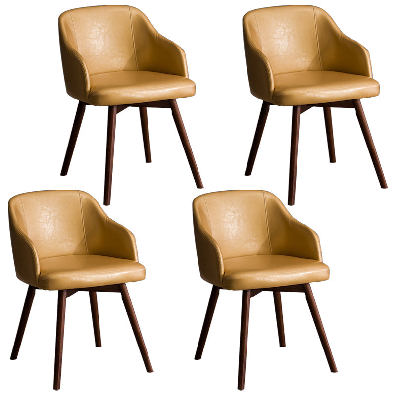 Scandinavian Upholstered Home Arm Chair Solid Back Matte Finish Dining Chair Gold Set of 4 Clearhalo 'Dining Chairs' 'Dining Tables & Seating' 'dining_chair' 'Furniture' 'furniture_dining_chair' 'Kitchen & Dining Furniture' 4746213