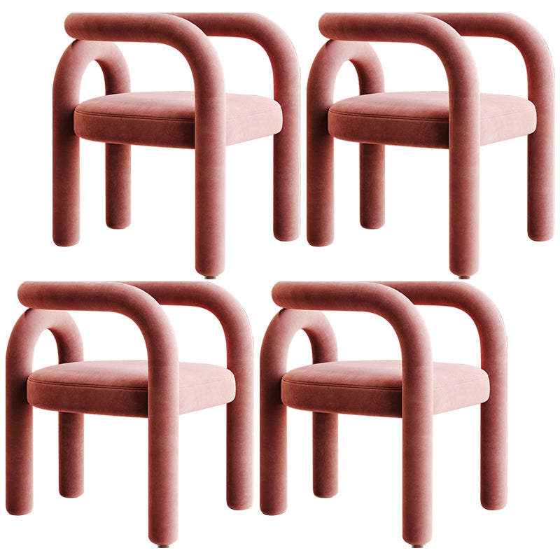 Modern Design Armless Open Back Chairs Fabric Dining Chairs for Home Pink 4 Piece Set Clearhalo 'Dining Chairs' 'Dining Tables & Seating' 'dining_chair' 'furn' 'furn_dining_chair' 'Furniture' 'furniture_dining_chair' 'Kitchen & Dining Furniture' 4746522
