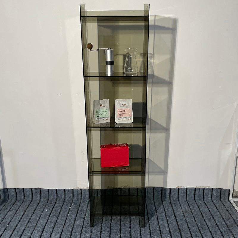 Scandinavian Acrylic Standard Bookshelf Closed Back Vertical Bookshelf 15.7"L x 9.8"W x 59.8"H Grey Clearhalo 'Bookcases' 'furn' 'furn_bookcases' 'Furniture' 'furniture_bookcases' 'kitchen' 'kitchen_bookcases' 'Living Room Furniture' 'Office Furniture' 4750077