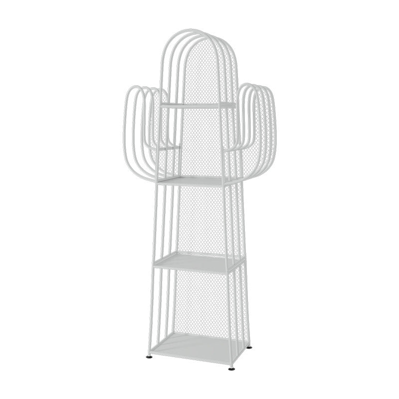Industrial Iron Geometric Bookshelf Closed Back Vertical Bookshelf,18.1"L x 11.8"W x 59"H White Clearhalo 'Bookcases' 'furn' 'furn_bookcases' 'Furniture' 'furniture_bookcases' 'kitchen' 'kitchen_bookcases' 'Living Room Furniture' 'Office Furniture' 4750229