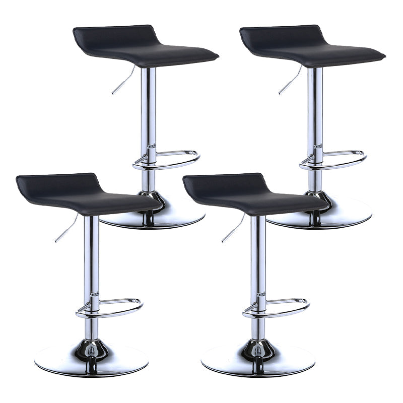 Contemporary PU Leather Swivel Barstool Indoor Bar Stool with Low Back Black 4 Piece Set Clearhalo 'Bar Furniture' 'Bar Stools' 'bar_stools' 'furn' 'furn_bar_stools' 'Furniture' 'furniture_bar_stools' 'Kitchen & Dining Furniture' 4757313
