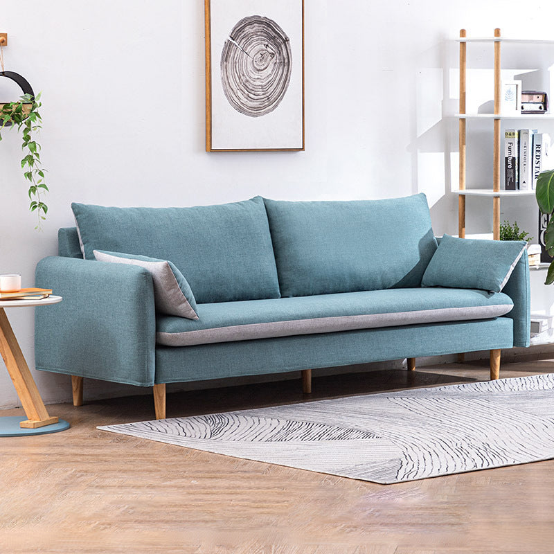 Modern Wood Legs Fabric Sofa Standard Square Arm Loose Back Sofa 79"L x 28"W x 28"H Dark Gray Blue Clearhalo 'furn' 'furn_sofas' 'Furniture' 'furniture_sofas' 'kitchen' 'kitchen_sofas' 'Living Room Furniture' 'Sofa' 'sofas' 4757932