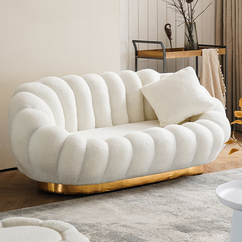 Modern Solid Color Curved Sofa with Sloped Arms for Bedroom Living Room 70.9"L x 39.4"W x 29.5"H White Clearhalo 'furn' 'furn_sofas' 'Furniture' 'furniture_sofas' 'kitchen' 'kitchen_sofas' 'Living Room Furniture' 'Sofa' 'sofas' 4757959