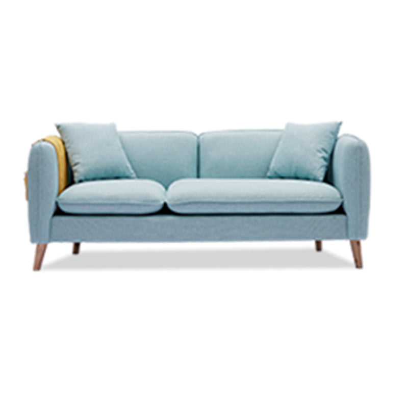 Linen Modern Sofa Square Arm 30"W Cushions Sofa for Living Room 85"L x 30"W x 26"H Light Blue Clearhalo 'furn' 'furn_sofas' 'Furniture' 'furniture_sofas' 'kitchen' 'kitchen_sofas' 'Living Room Furniture' 'Sofa' 'sofas' 4758150