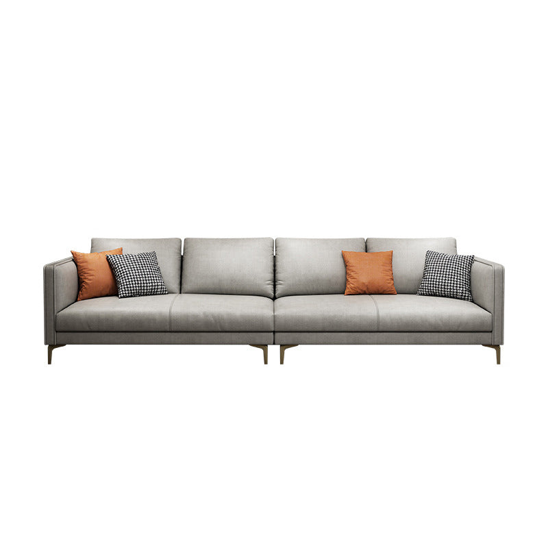Living Room Contemporary Light-grey Standard Recessed Arm Seating 102"L x 35.5"W x 33"H Latex Clearhalo 'furn' 'furn_sofas' 'Furniture' 'furniture_sofas' 'kitchen' 'kitchen_sofas' 'Living Room Furniture' 'Sofa' 'sofas' 4758331