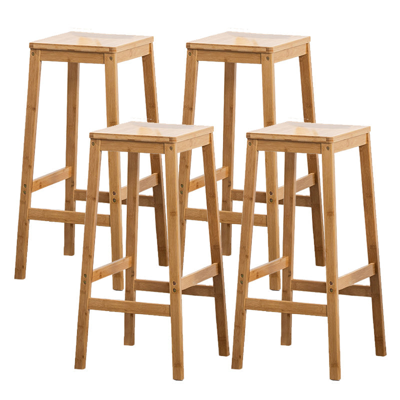 Modern Style Backless Bar-stool Square Counter Bar Stool with Wooden Legs Wood 4 Piece Set Bar Stool (28" H) Clearhalo 'Bar Furniture' 'Bar Stools' 'bar_stools' 'furn' 'furn_bar_stools' 'Furniture' 'furniture_bar_stools' 'Kitchen & Dining Furniture' 4758353