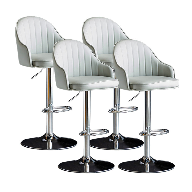 Metal Contemporary Kitchen Dining Room Arm Stool Adjustable Height Barstool Light Gray Silver Set of 4 Clearhalo 'Bar Furniture' 'Bar Stools' 'bar_stools' 'Furniture' 'furniture_bar_stools' 'Kitchen & Dining Furniture' 4758719