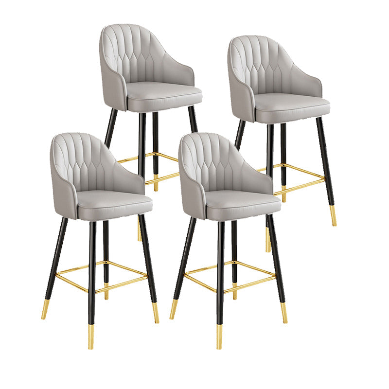 Scandinavian Style Armed Low Back Stools for Home Leather Counter Stool Grey 4 Piece Set Bar Stool(30"H) Clearhalo 'Bar Furniture' 'Bar Stools' 'bar_stools' 'furn' 'furn_bar_stools' 'Furniture' 'furniture_bar_stools' 'Kitchen & Dining Furniture' 4758774
