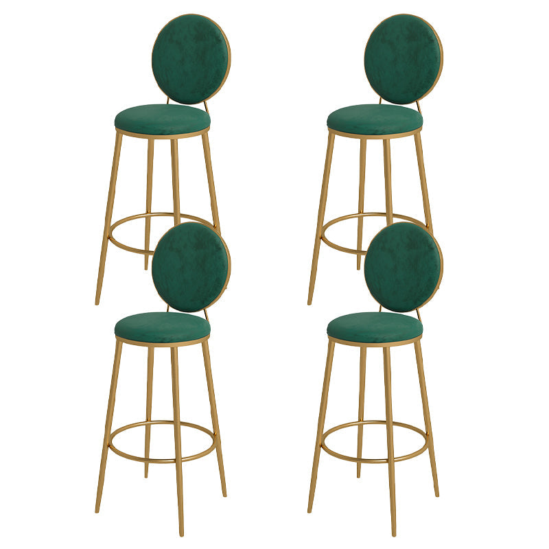 Nordic Low Back Bar Stool Round Counter Bar Stool with Metal Legs Blackish Green Gold 4 Piece Set Clearhalo 'Bar Furniture' 'Bar Stools' 'bar_stools' 'furn' 'furn_bar_stools' 'Furniture' 'furniture_bar_stools' 'Kitchen & Dining Furniture' 4758846