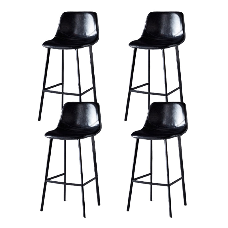 Scandinavian Restaurant Leather Stool Matte Finish Footrest Barstool Matte Black 4 Piece Set Bar Stool(30"H) Clearhalo 'Bar Furniture' 'Bar Stools' 'bar_stools' 'furn' 'furn_bar_stools' 'Furniture' 'furniture_bar_stools' 'Kitchen & Dining Furniture' 4759006