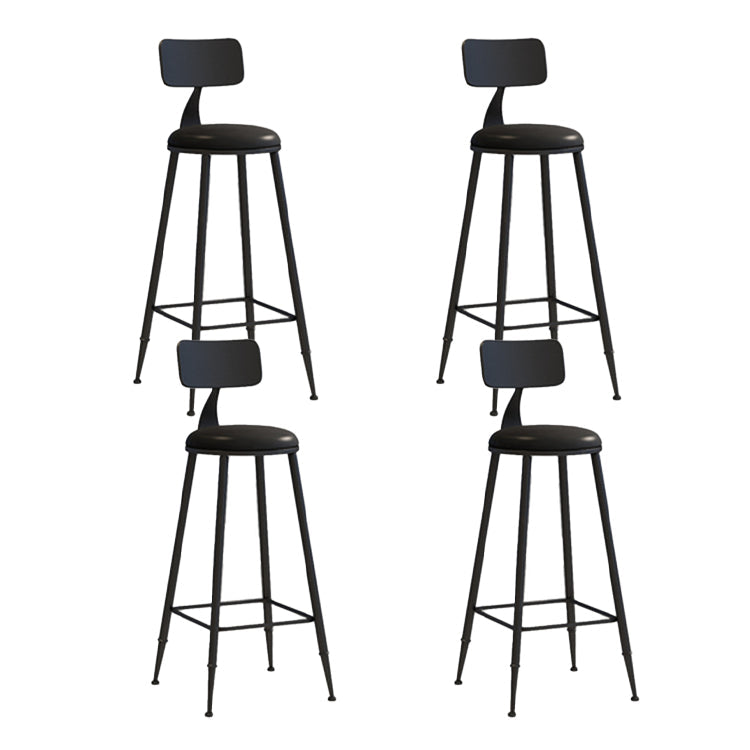 Contemporary Style Low Back Bar-stool Round Counter Bar Stool with Metal Legs Black 4 Piece Set Bar Stool(30"H) Clearhalo 'Bar Furniture' 'Bar Stools' 'bar_stools' 'furn' 'furn_bar_stools' 'Furniture' 'furniture_bar_stools' 'Kitchen & Dining Furniture' 4759059