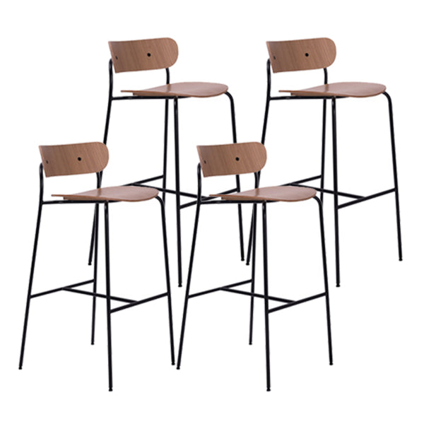 Modern Style Low Back Bar-stool Wooden Bar Stool with Metal Legs Walnut 4 Piece Set Clearhalo 'Bar Furniture' 'Bar Stools' 'bar_stools' 'furn' 'furn_bar_stools' 'Furniture' 'furniture_bar_stools' 'Kitchen & Dining Furniture' 4759409