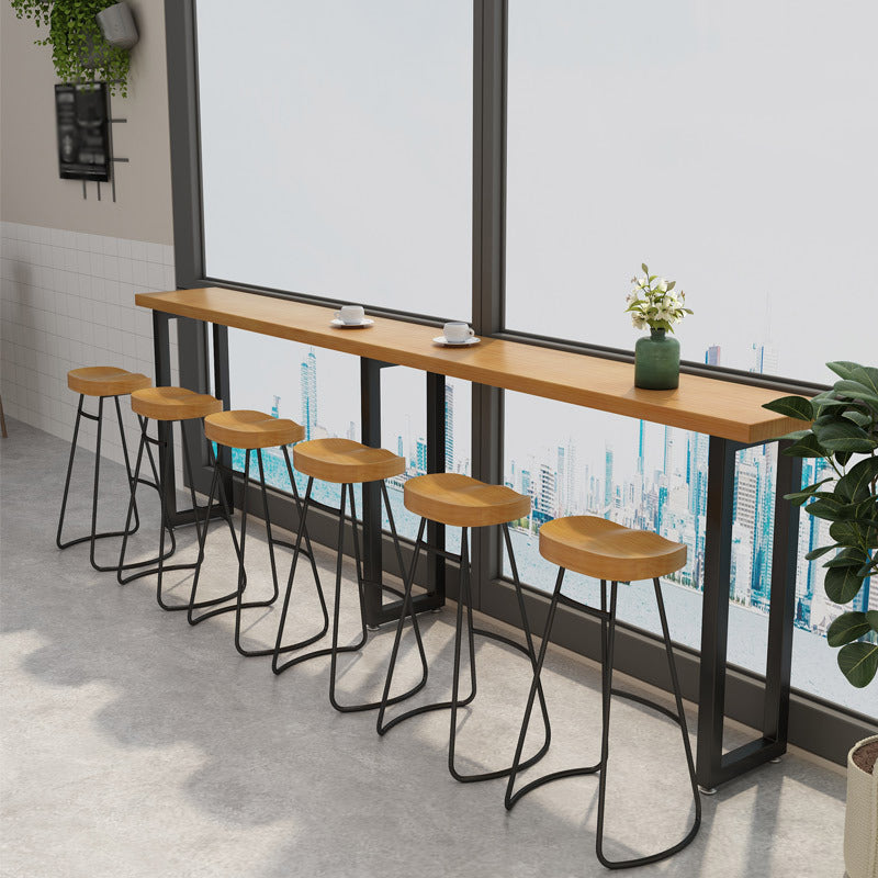 Solid Wood Bar Table Industrial Bar Dining Table with 3 Legs in Black 118.1"L x 15.7"W x 41.3"H Without Chairs Clearhalo 'Bar Furniture' 'Bar Tables' 'bar_tables' 'furn' 'furn_bar_tables' 'Furniture' 'furniture_bar_tables' 'Kitchen & Dining Furniture' 4759466