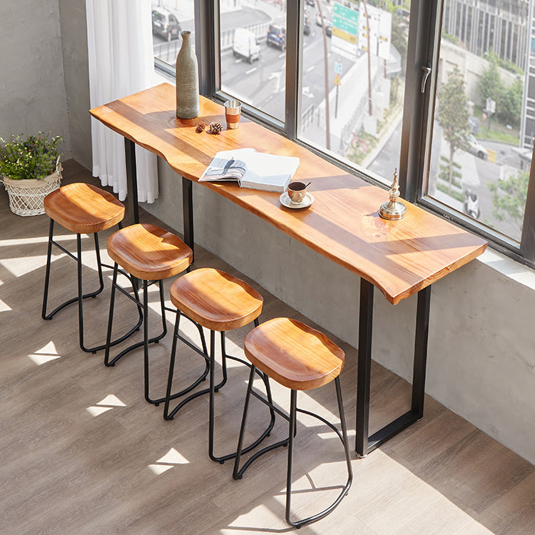 Solid Wood Bar Dining Table Industrial Bar Dining Table with Sled Base in Black 70.9"L x 17.7"W x 41.3"H Without Chairs Clearhalo 'Bar Furniture' 'Bar Tables' 'bar_tables' 'furn' 'furn_bar_tables' 'Furniture' 'furniture_bar_tables' 'Kitchen & Dining Furniture' 4759623