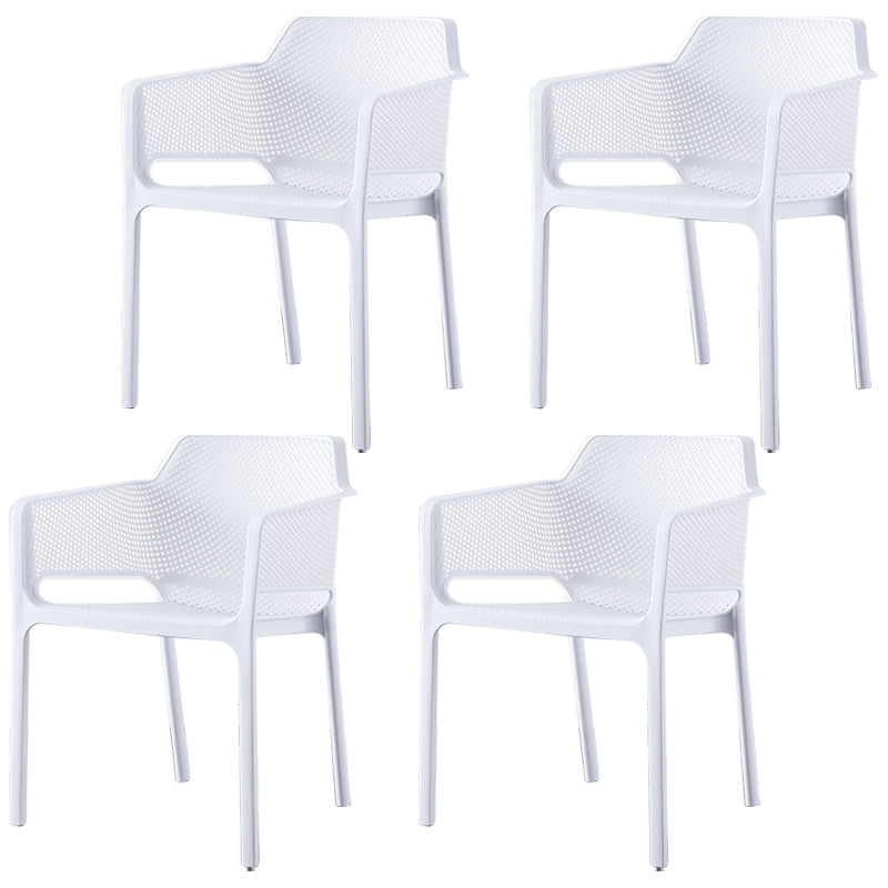 Scandinavian Plastic Kitchen Dining Room Chair Solid Back Arm Chair White 4 Piece Set Clearhalo 'Dining Chairs' 'Dining Tables & Seating' 'dining_chair' 'furn' 'furn_dining_chair' 'Furniture' 'furniture_dining_chair' 'Kitchen & Dining Furniture' 4760704