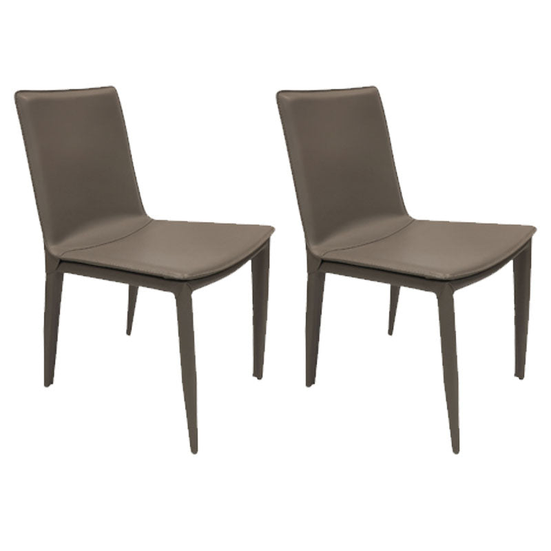 Contemporary Design Leather Dining Chair Armless Solid Back Chair for Home Grey 2 Piece Set Clearhalo 'Dining Chairs' 'Dining Tables & Seating' 'dining_chair' 'furn' 'furn_dining_chair' 'Furniture' 'furniture_dining_chair' 'Kitchen & Dining Furniture' 4760759