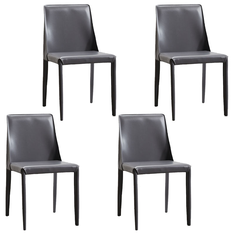 Contemporary Leather Dining Chair Armless Solid Back Chair for Home Dark Gray 4 Piece Set Clearhalo 'Dining Chairs' 'Dining Tables & Seating' 'dining_chair' 'furn' 'furn_dining_chair' 'Furniture' 'furniture_dining_chair' 'Kitchen & Dining Furniture' 4760881