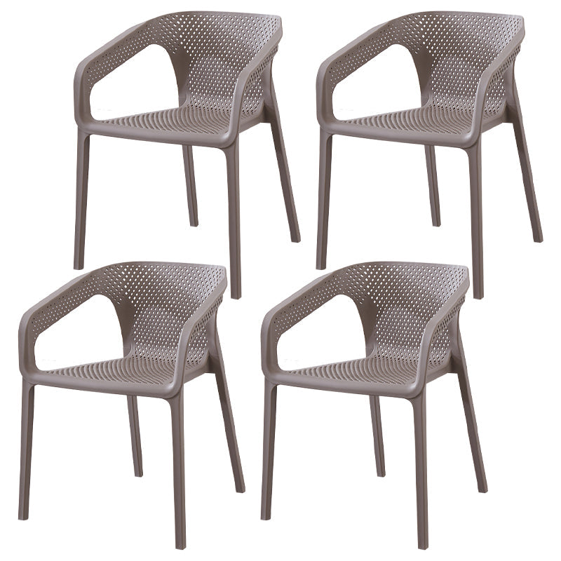 Contemporary Style Stackable Chair Kitchen Arm Chair with Plastic Legs Khaki Set of 4 Clearhalo 'Dining Chairs' 'Dining Tables & Seating' 'dining_chair' 'Furniture' 'furniture_dining_chair' 'Kitchen & Dining Furniture' 4761075