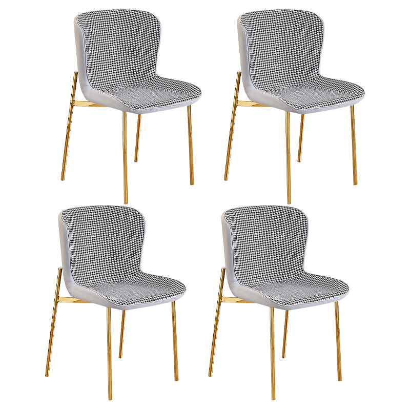 Contemporary Style Chairs Kitchen Armless Chair with Metal Legs Gray-Blue Set of 4 Clearhalo 'Dining Chairs' 'Dining Tables & Seating' 'dining_chair' 'Furniture' 'furniture_dining_chair' 'Kitchen & Dining Furniture' 4761215