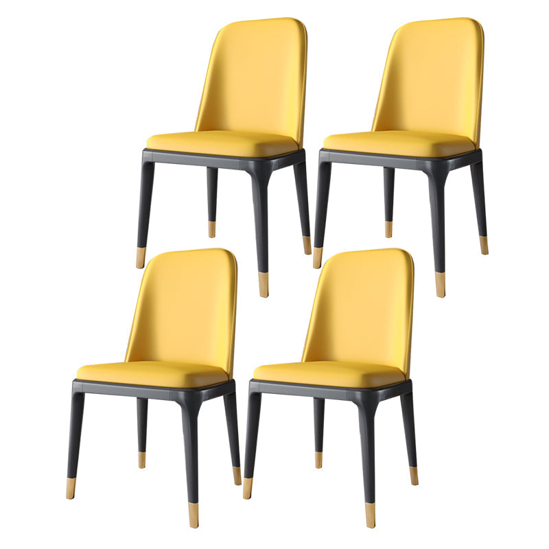 Industrial Home Parsons Side Chair Matte Finish Leather Dining Chair Yellow Black Gold Set of 4 Clearhalo 'Dining Chairs' 'Dining Tables & Seating' 'dining_chair' 'Furniture' 'furniture_dining_chair' 'Kitchen & Dining Furniture' 4761328