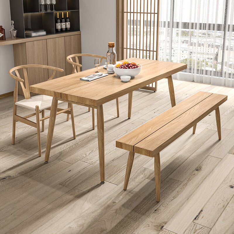Modern 1/2/4 Pieces Beige Dinette Set Ash Wood Rectangle Dining Table Set 4 Pieces: Table, 2 Chairs, 1 Bench Clearhalo 'Dining Room Sets' 'Dining Tables & Seating' 'dining_room_set' 'furn' 'furn_dining_room_set' 'Furniture' 'furniture_dining_room_set' 'Kitchen & Dining Furniture' 4761461