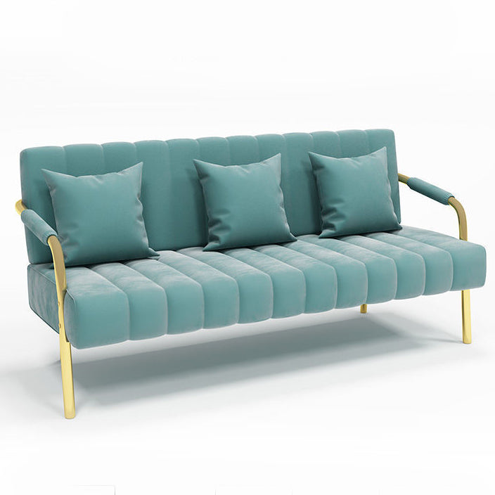 Contemporary Glam Sofa with Sewn Pillow Back and Golden Legs for Apartment Green Clearhalo 'Furniture' 'furniture_sofas' 'kitchen' 'kitchen_sofas' 'Living Room Furniture' 'Sofa' 'sofas' 4764367