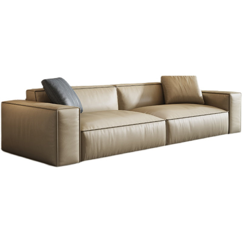 Square Arm Standard Sofa Contemporary Style Sofa for Living Room 86.5"L x 37.5"W x 25.5"H Linen Sponge Clearhalo 'furn' 'furn_sofas' 'Furniture' 'furniture_sofas' 'kitchen' 'kitchen_sofas' 'Living Room Furniture' 'Sofa' 'sofas' 4764380