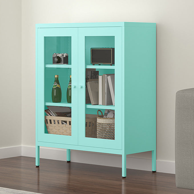 Scandinavian Steel Vertical Standard Bookcase with Clear Toughened Glass Door 31.5"L x 13.8"W x 40"H Blue Clearhalo 'Bookcases' 'furn' 'furn_bookcases' 'Furniture' 'furniture_bookcases' 'kitchen' 'kitchen_bookcases' 'Living Room Furniture' 'Office Furniture' 4765629