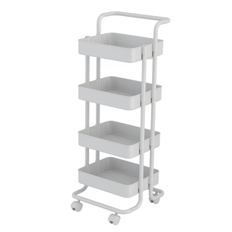 Industrial Vertical Etagere Bookshelf Iron Frame Plastic Shelf with Caster Wheels 16.7"L x 15.4"W x 46.9"H White Clearhalo 'Bookcases' 'furn' 'furn_bookcases' 'Furniture' 'furniture_bookcases' 'kitchen' 'kitchen_bookcases' 'Living Room Furniture' 'Office Furniture' 4765984