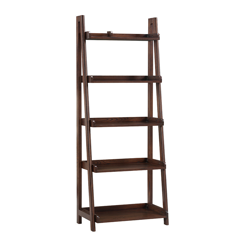 Modern Style Ladder Bookshelf Solid Wood Shelf Bookcase for Study Room 23.6"L x 15"W x 64.2"H Walnut Clearhalo 'Bookcases' 'furn' 'furn_bookcases' 'Furniture' 'furniture_bookcases' 'kitchen' 'kitchen_bookcases' 'Living Room Furniture' 'Office Furniture' 4766075
