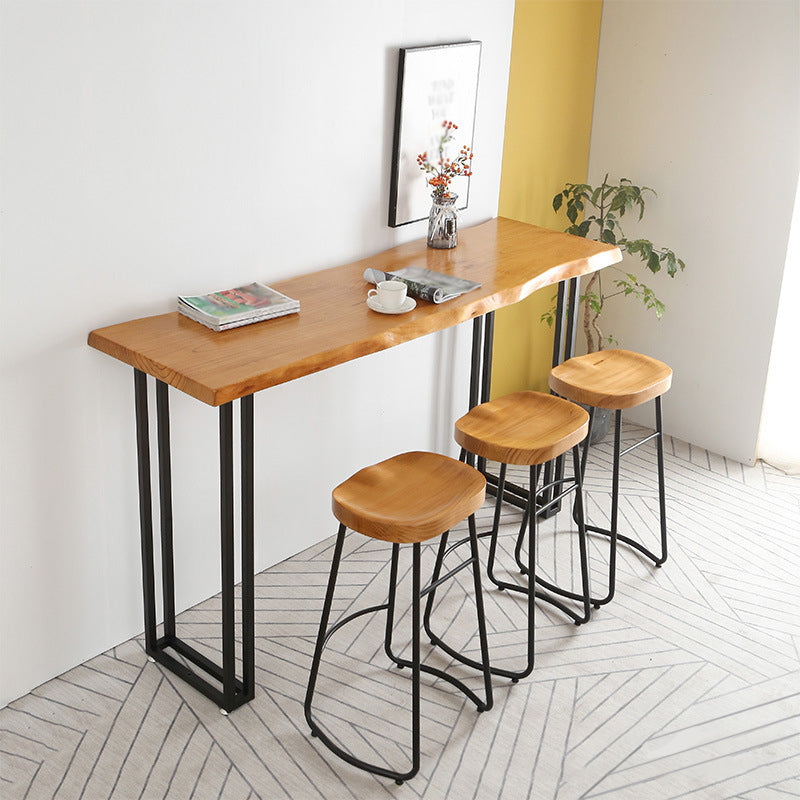 Contemporary Rectangle Bar Counter Table Wooden Dining Table for Kitchen 86.6"L x 19.7"W x 41.3"H Without Chairs Clearhalo 'Bar Furniture' 'Bar Tables' 'bar_tables' 'furn' 'furn_bar_tables' 'Furniture' 'furniture_bar_tables' 'Kitchen & Dining Furniture' 4768479