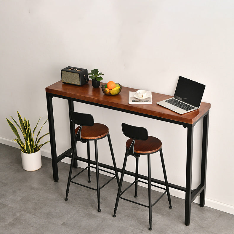 Industrial Rectangle Bar Counter Table Wooden Dining Table with Metal Legs 94.5"L x 15.7"W x 41.3"H Without Chairs Clearhalo 'Bar Furniture' 'Bar Tables' 'bar_tables' 'furn' 'furn_bar_tables' 'Furniture' 'furniture_bar_tables' 'Kitchen & Dining Furniture' 4768560