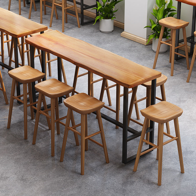 Rectangle Wood Bar Dining Table Contemporary Bar Table with Trestle Base 70.9"L x 17.7"W x 41.3"H Black Without Chairs Clearhalo 'Bar Furniture' 'Bar Tables' 'bar_tables' 'furn' 'furn_bar_tables' 'Furniture' 'furniture_bar_tables' 'Kitchen & Dining Furniture' 4768758