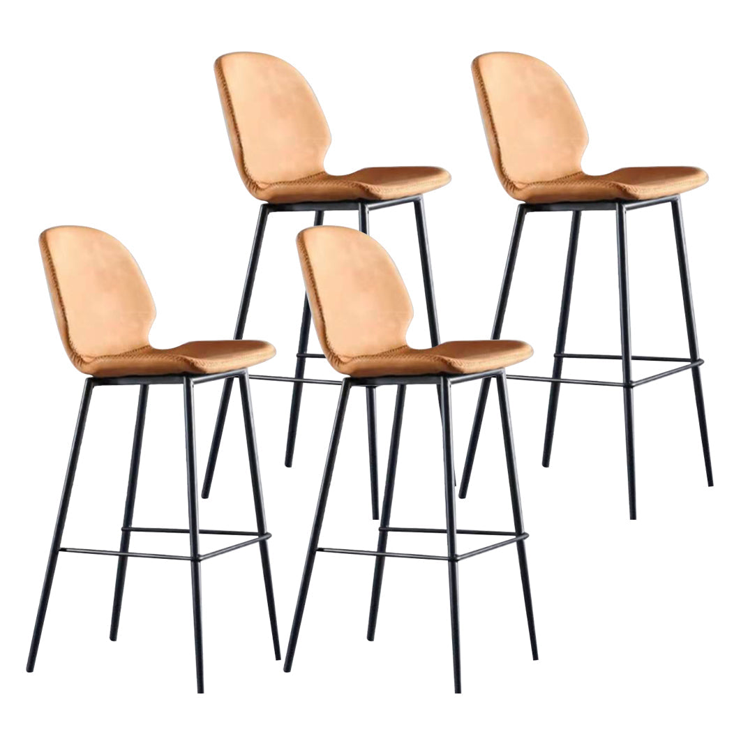 Modern Low Back Bar-stool PU Leather Bar Stool with Metal Legs Orange 4 Piece Set Clearhalo 'Bar Furniture' 'Bar Stools' 'bar_stools' 'furn' 'furn_bar_stools' 'Furniture' 'furniture_bar_stools' 'Kitchen & Dining Furniture' 4768805