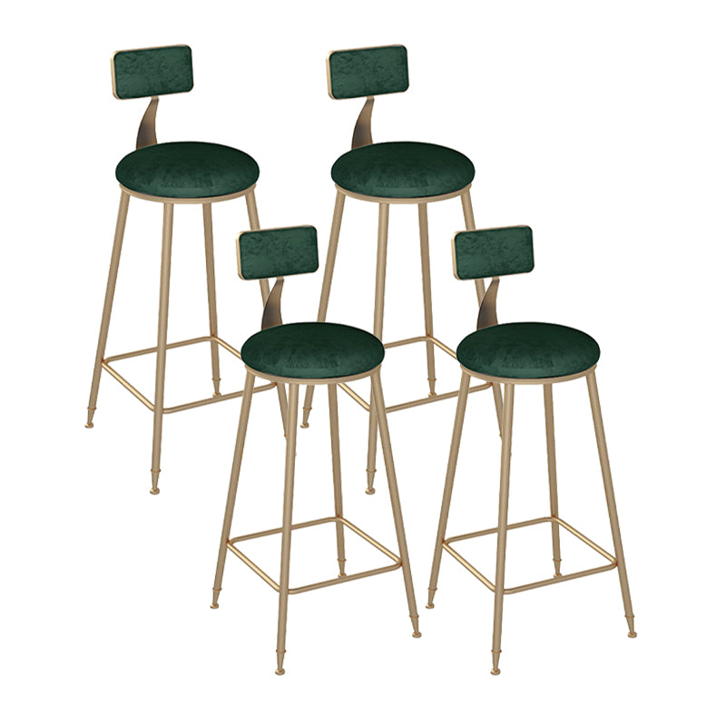 Scandinavian Bar and Counter Stool Low Back Stool with 4 Legs in Gold Green 4 Piece Set Clearhalo 'Bar Furniture' 'Bar Stools' 'bar_stools' 'furn' 'furn_bar_stools' 'Furniture' 'furniture_bar_stools' 'Kitchen & Dining Furniture' 4768960