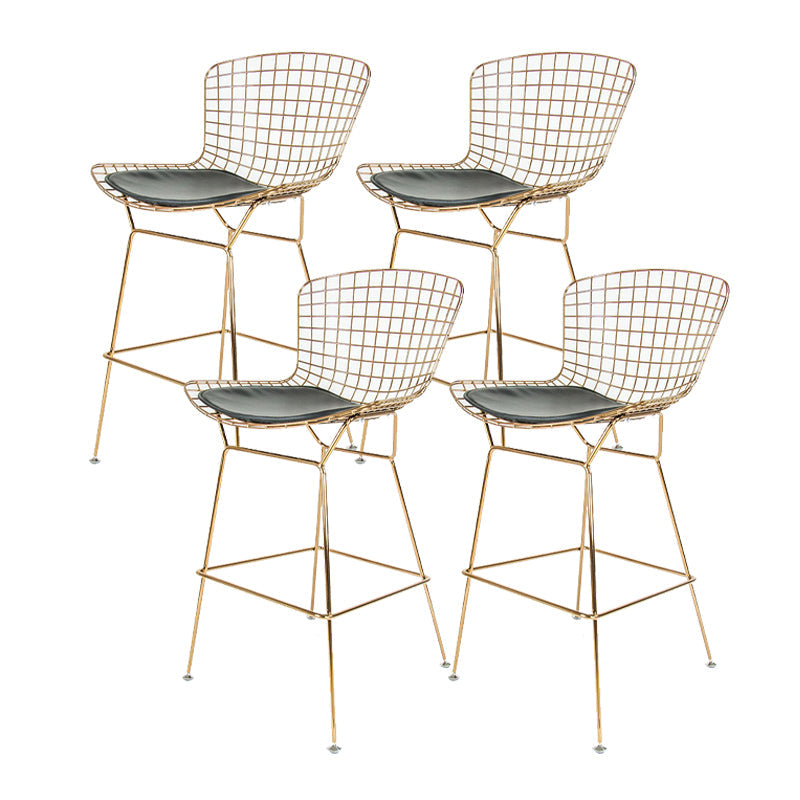 Contemporary Rectangle Bar and Counter Stool Metal Stool with 4 Legs Rose Gold 4 Piece Set Clearhalo 'Bar Furniture' 'Bar Stools' 'bar_stools' 'furn' 'furn_bar_stools' 'Furniture' 'furniture_bar_stools' 'Kitchen & Dining Furniture' 4769060