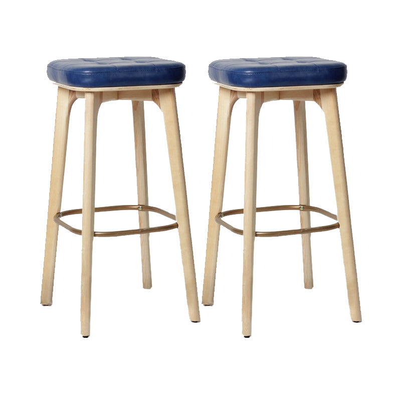 Modern Style Bar-stool PU Leather Counter Bar Stool with Wooden Legs Wood 2 Piece Set Bar Stool(30"H) Clearhalo 'Bar Furniture' 'Bar Stools' 'bar_stools' 'furn' 'furn_bar_stools' 'Furniture' 'furniture_bar_stools' 'Kitchen & Dining Furniture' 4769100