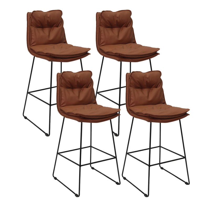 Metal Contemporary Kitchen Dining Room Armless Stool Low Back Bar Stool Brown Set of 4 Clearhalo 'Bar Furniture' 'Bar Stools' 'bar_stools' 'Furniture' 'furniture_bar_stools' 'Kitchen & Dining Furniture' 4769140