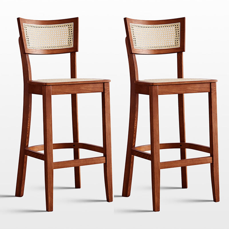 Contemporary Wood Kitchen Dining Room Stool Low Back Bar Armless Stool Deep Tan 2 Piece Set Clearhalo 'Bar Furniture' 'Bar Stools' 'bar_stools' 'furn' 'furn_bar_stools' 'Furniture' 'furniture_bar_stools' 'Kitchen & Dining Furniture' 4769148