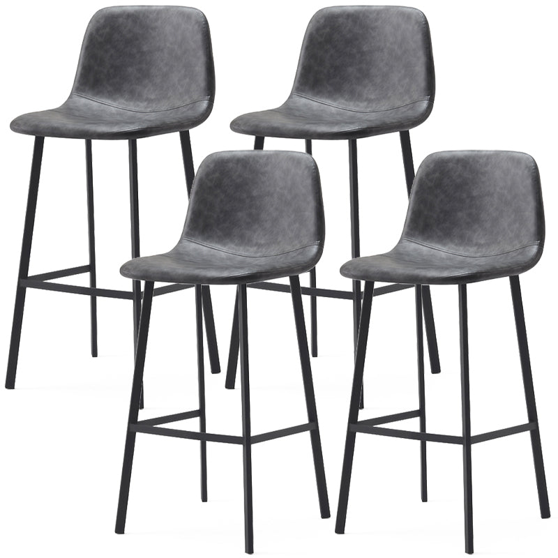 Contemporary Design Leather Counter Stool Low Back Armless Stools with Metal Base Grey 4 Piece Set Clearhalo 'Bar Furniture' 'Bar Stools' 'bar_stools' 'furn' 'furn_bar_stools' 'Furniture' 'furniture_bar_stools' 'Kitchen & Dining Furniture' 4769263