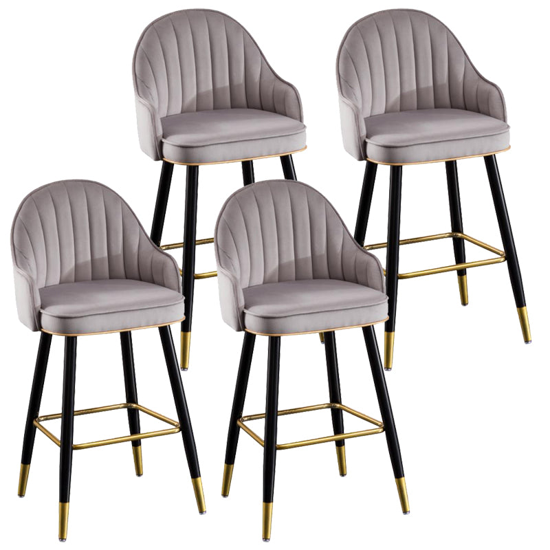 Metal Contemporary Dining Room Arm Stool Kitchen Low Back Bar Stool Light Gray 4 Piece Set Clearhalo 'Bar Furniture' 'Bar Stools' 'bar_stools' 'furn' 'furn_bar_stools' 'Furniture' 'furniture_bar_stools' 'Kitchen & Dining Furniture' 4769275