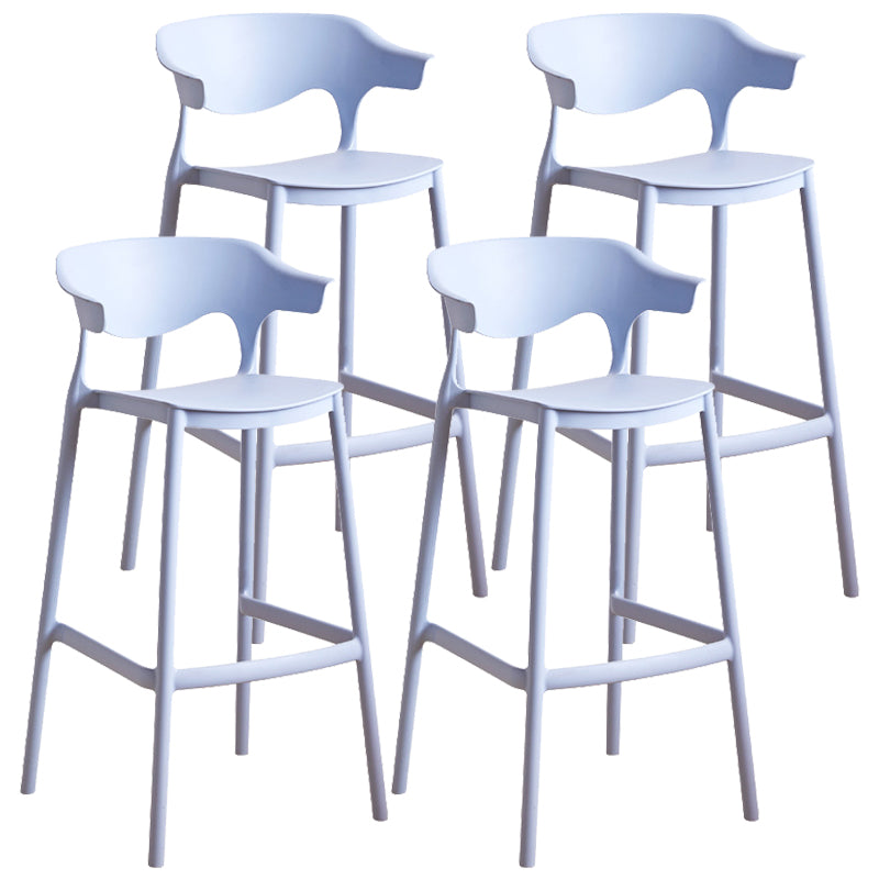 Plastic Contemporary Kitchen Dining Room Arm Stool Low Back Bar Stool Light Blue Set of 4 Bar Stool(30"H) Clearhalo 'Bar Furniture' 'Bar Stools' 'bar_stools' 'Furniture' 'furniture_bar_stools' 'Kitchen & Dining Furniture' 4769367