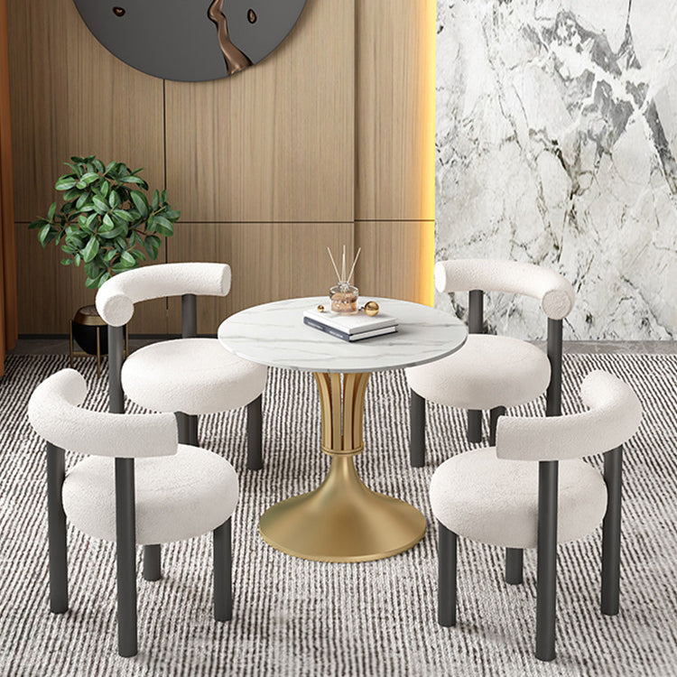 Round Luxury Style Dining Table Fixed Table with Sintered Stone Gold 31.5"L x 31.5"W x 29.5"H Without Chairs Clearhalo 'Dining Tables & Seating' 'Dining Tables' 'dining_table' 'furn' 'furn_dining_table' 'Furniture' 'furniture_dining_table' 'Kitchen & Dining Furniture' 'kitchen' 'kitchen_dining_table' 4769872